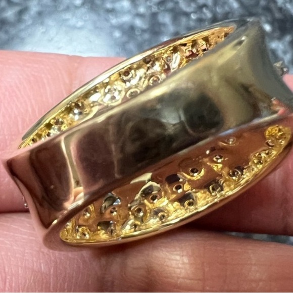 14k yellow gold and natural 1 ct te diamond concave ring size 7, 9.4 grams - Picture 5 of 8